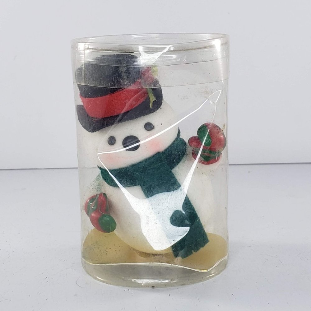 Gibson Greeting Cards Inc Collector's Tree Trims Snowman Flocked Figurine *Flaw*